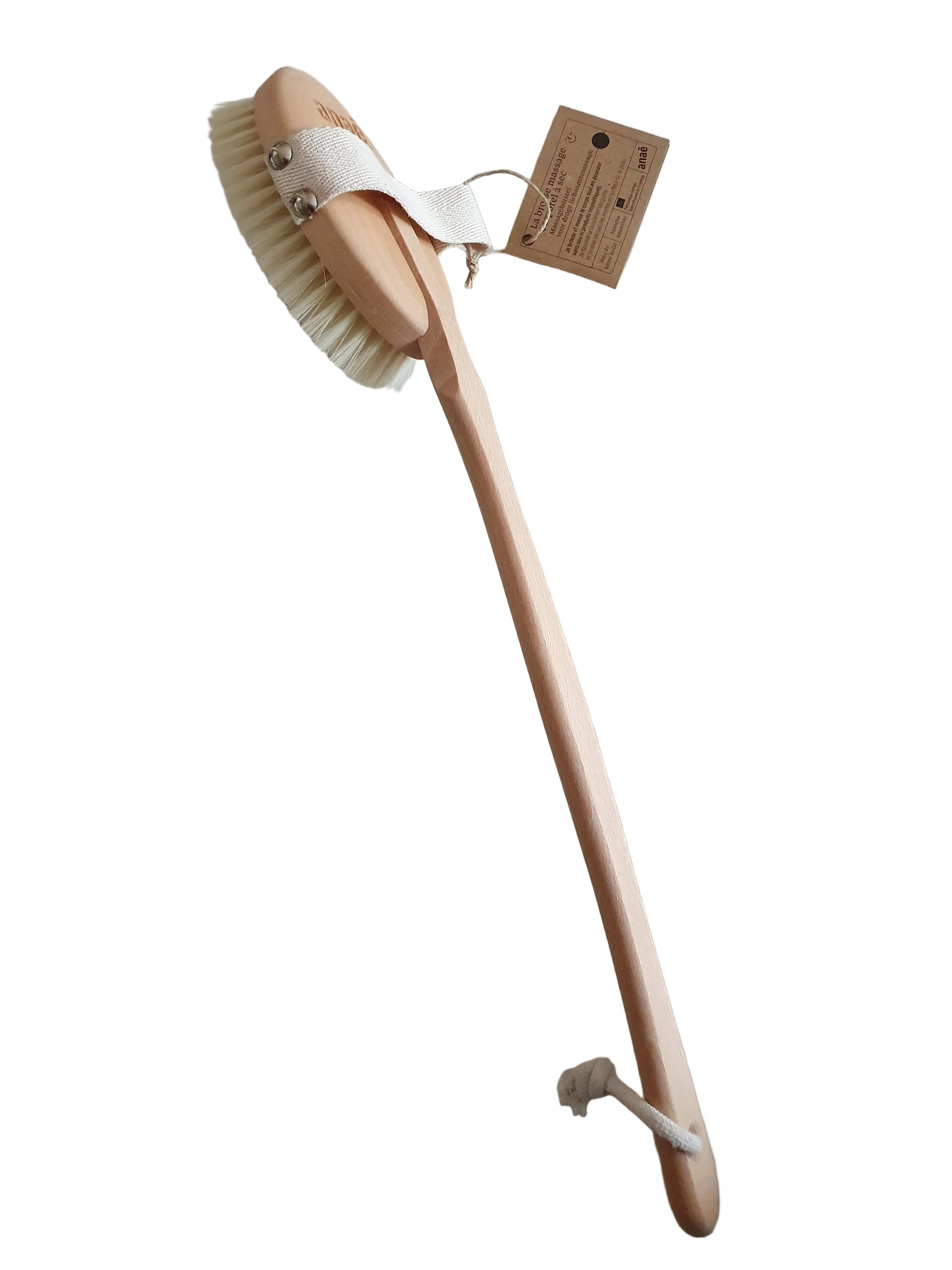 Massagebürste Körperbürste Trockenmassage mit abnehmbaren Griff, Naturmaterial