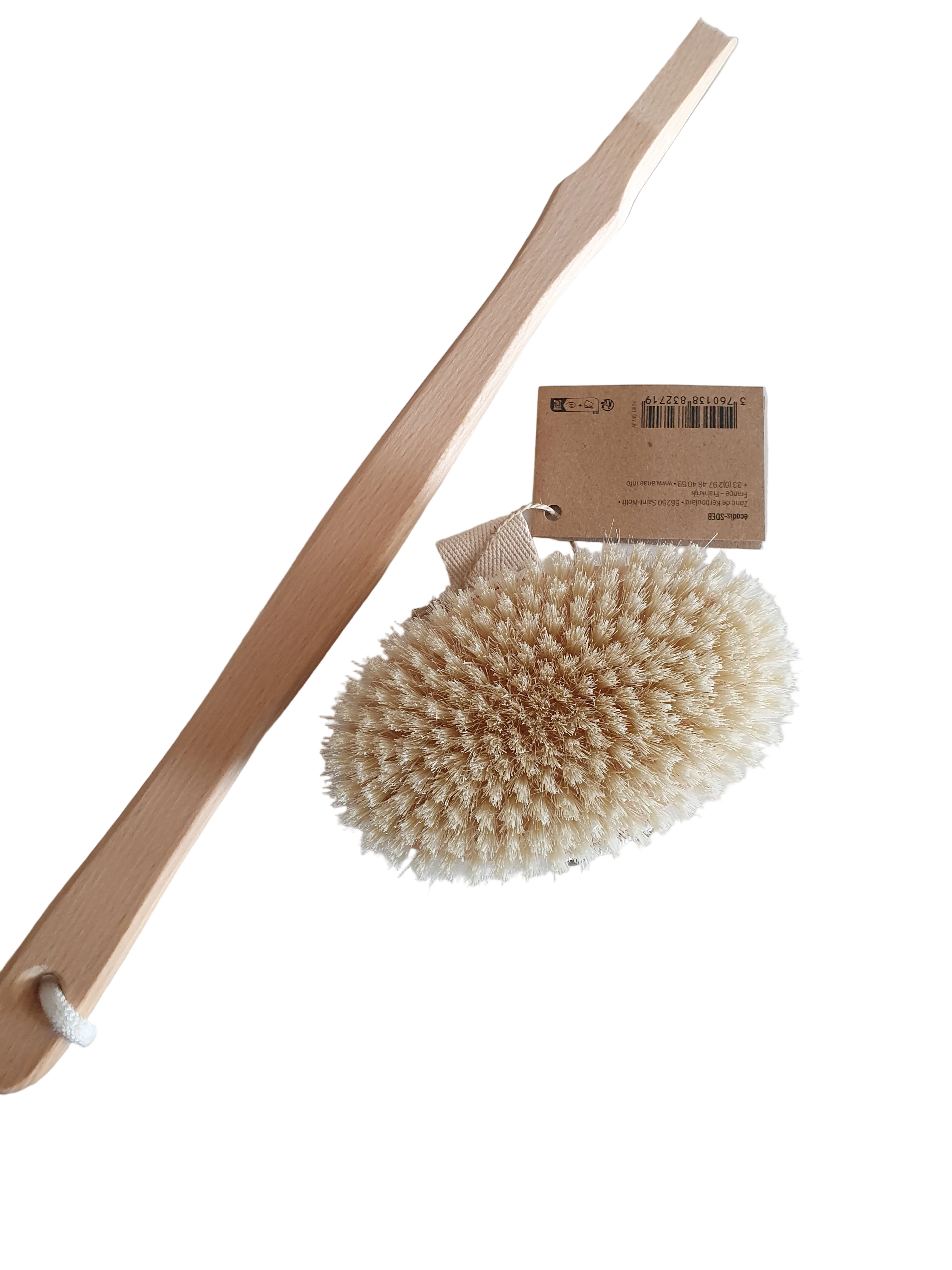 Massagebürste Körperbürste Trockenmassage mit abnehmbaren Griff, Naturmaterial