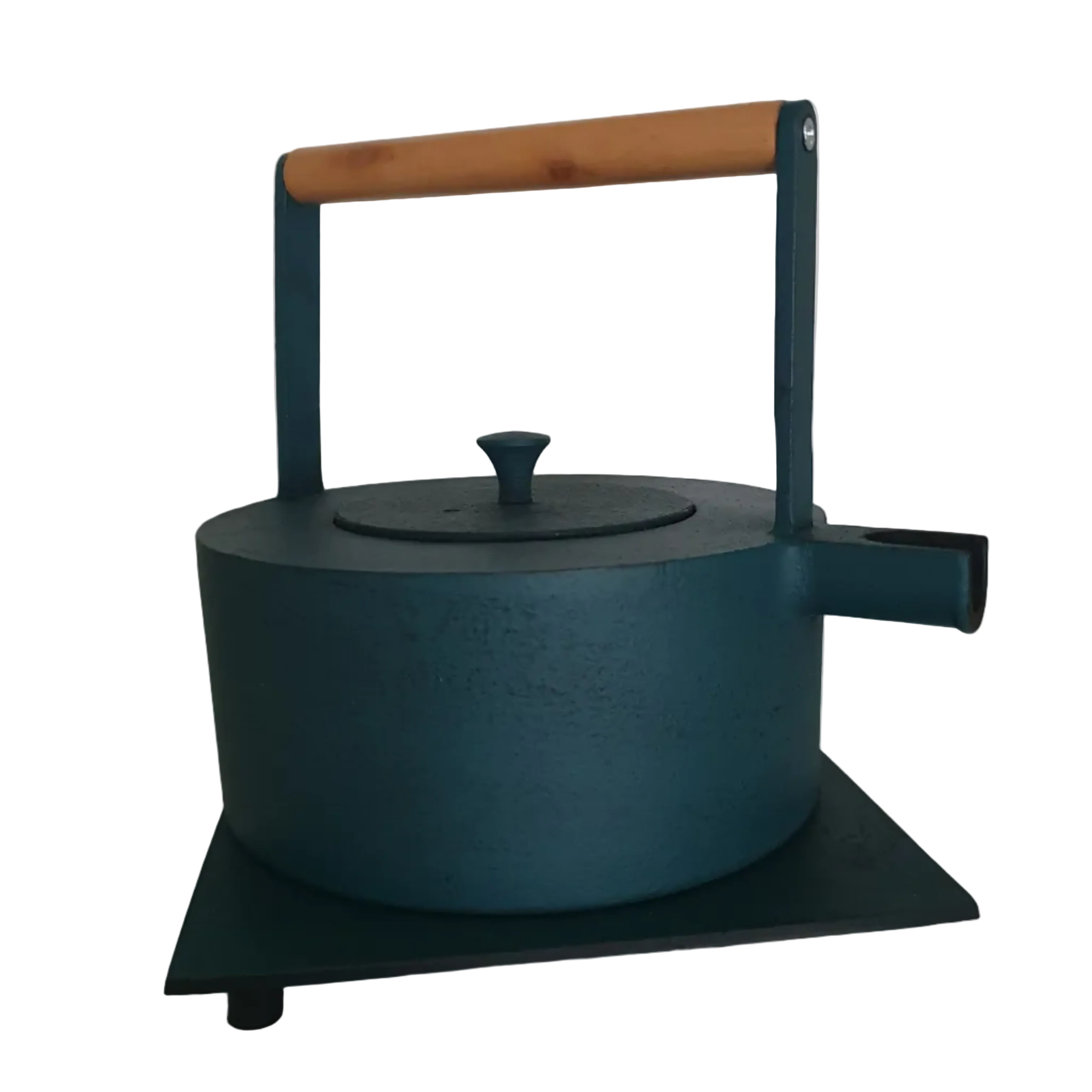 Mukita Teekanne Gusseisen Petrol mit Holzgriff inkl. Teesieb 0.87l +Untersetzer