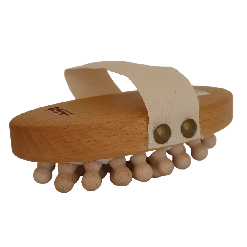 Anti-Cellulite-Bürste, gewachstem Buchenholz mit abgerundeten Ahornholznoppen