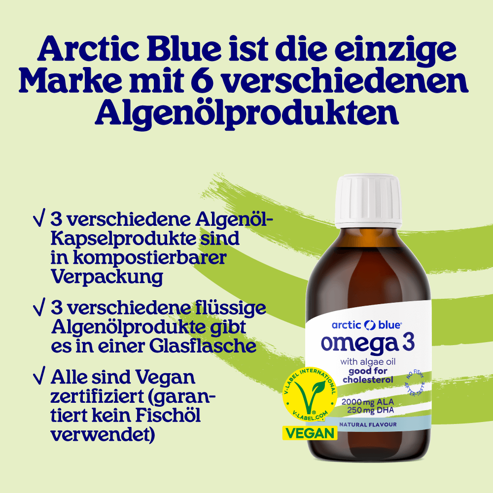 Algenöl DHA und Leinöl ALA – Vegan (150 ml Flasche)