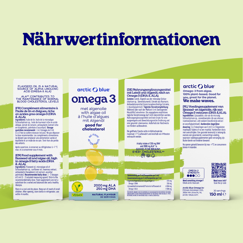 Algenöl DHA und Leinöl ALA – Vegan (150 ml Flasche)